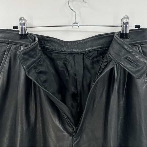 Henry Nichols 100% Genuine Leather Black Pleated Leather Pants Size 36 See Meas. - Picture 5 of 12